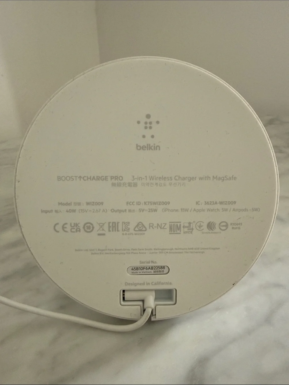 The Belkin Boost Charge Pro 3-in-1 Wirelss Charger with MagSafe